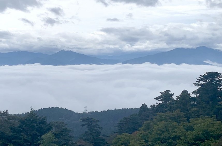 雲海に山々が浮かんで見える幻想的な光景が広がった＝徳島県三好市、雲辺寺