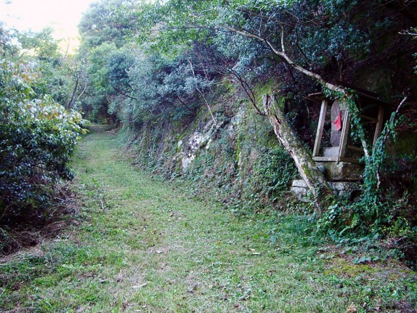 阿讃の県境付近の峠道。脇には不動尊が祭られている（資料）