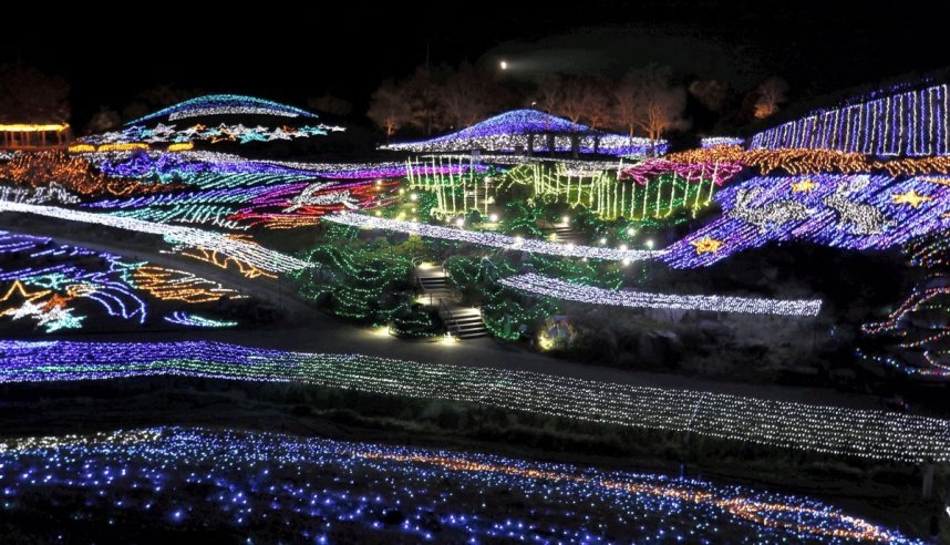 園内を幻想的に彩るイルミネーション＝香川県まんのう町吉野、国営讃岐まんのう公園