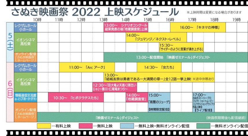さぬき映画祭　2022上映スケジュール