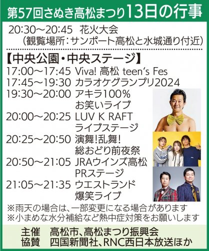 第５７回さぬき高松まつり１３日の行事