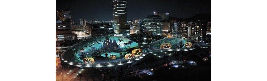 ハロウィーンのプロジェクションマッピングの投影イメージ