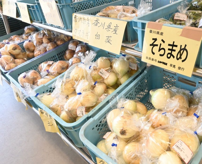 地元の生産者が丹精込めて育てた野菜や果物が並ぶ