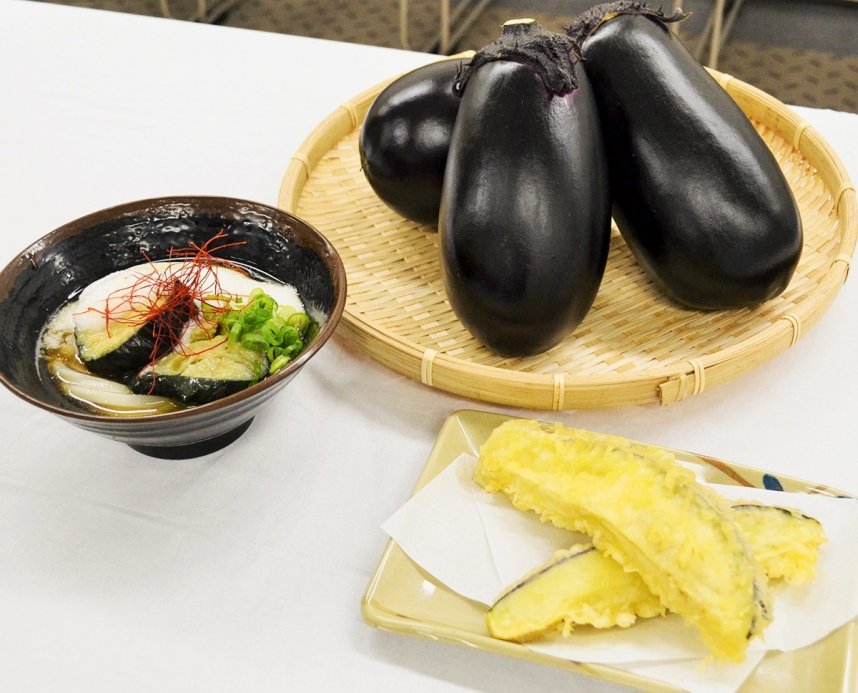 夏の定番メニューになった「絹かわなす」の商品